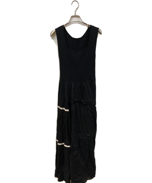 FRAY ID（フレイ アイディー）FRAY ID (フレイ アイディー) ニットコンビタックティアードワンピ ブラック サイズ:SIZE Freeの古着・服飾アイテム