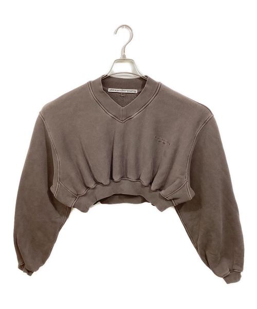 ALEXANDER WANG（アレキサンダー・ワン）ALEXANDER WANG (アレキサンダー・ワン) クロップドスウェット ブラウン サイズ:Sの古着・服飾アイテム