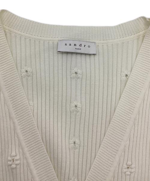 Sandro（サンドロ）Sandro (サンドロ) デザインカーディガン ホワイト サイズ:FREEの古着・服飾アイテム