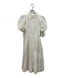 Lily Brown（リリーブラウン）の古着「ボリュームスリーブシャツワンピース」｜ホワイト