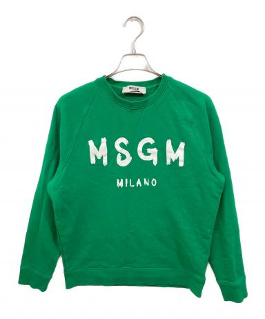 新品同様 MSGM エムエスジーエム クロップド スウェット シャツ トレーナー ロゴ プリント S 緑 グリーン レディース 古着 中古 USED 新品同様 MSGM エムエスジーエム クロップド スウェット シャツ