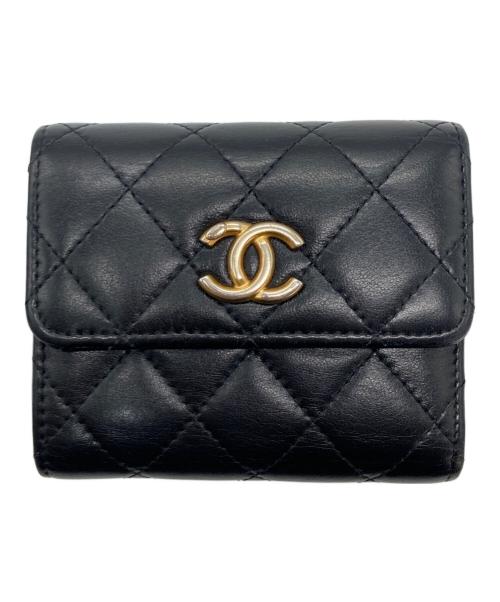 CHANEL（シャネル）CHANEL (シャネル) 3つ折り財布 ブラックの古着・服飾アイテム
