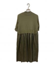 LANVIN COLLECTION（ランバンコレクション）の古着「フェイクレザーワンピース」｜オリーブ