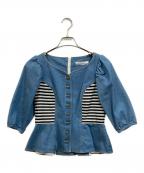 BORDERS at BALCONYボーダーズアットバルコニー）の古着「ストレッチデニムトップ」｜インディゴ