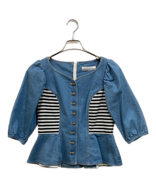 BORDERS at BALCONY（ボーダーズアットバルコニー）BORDERS AT BALCONY (ボーダーズアットバルコニー) ストレッチデニムトップ インディゴ サイズ:SIZE 36の古着・服飾アイテム