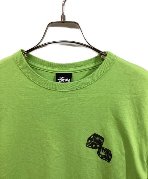stussy（ステューシー）stussy (ステューシー) ダイスプリントTシャツ 黄緑 サイズ:	SIZE Mの古着・服飾アイテム