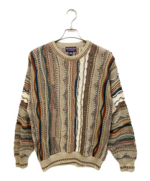 ROUNDTREE&YORKE（ラウンドツリーアンドヨーク）ROUNDTREE&YORKE (ROUNDTREE＆YORKE) 3Dニット ブラウン サイズ:Mの古着・服飾アイテム