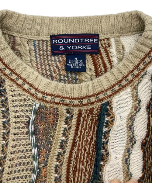 ROUNDTREE&YORKE（ラウンドツリーアンドヨーク）ROUNDTREE&YORKE (ROUNDTREE＆YORKE) 3Dニット ブラウン サイズ:Mの古着・服飾アイテム
