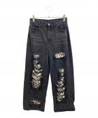CITIZEN OF NO PLACEシチズン オブ ノープレイス）の古着「Ripped Detail Jeans」｜ブラック
