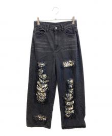 CITIZEN OF NO PLACE（シチズン オブ ノープレイス）の古着「Ripped Detail Jeans」｜ブラック
