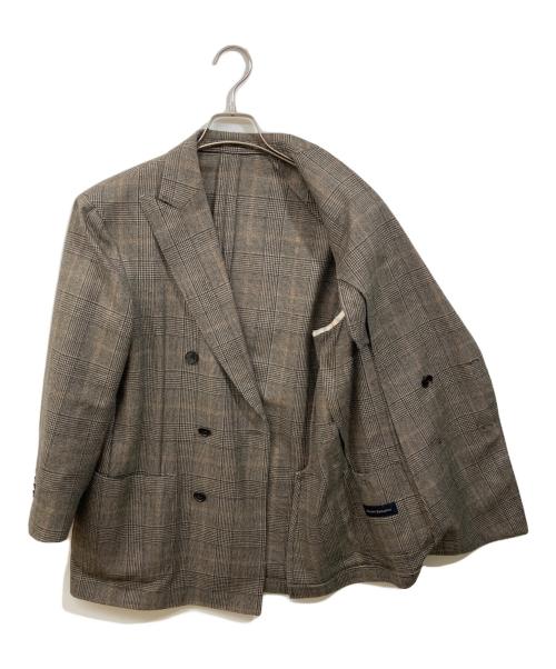 LARDINI（ラルディーニ）LARDINI (ラルディーニ) チェックダブルジャケット ブラウン サイズ:SIZE 48の古着・服飾アイテム