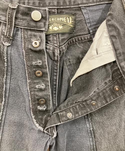 PHOTOCOPIEU（フォトコピュー）PHOTOCOPIEU (フォトコピュー) 切替デニムパンツ ブラック サイズ:SIZE 38の古着・服飾アイテム