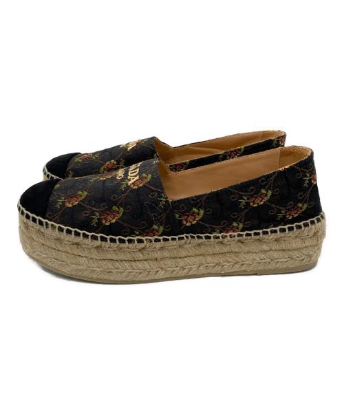 PRADA（プラダ）PRADA (プラダ) 花柄エスパドリーユ ブラック サイズ:SIZE 38の古着・服飾アイテム
