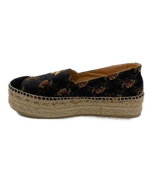 PRADA（プラダ）PRADA (プラダ) 花柄エスパドリーユ ブラック サイズ:SIZE 38の古着・服飾アイテム