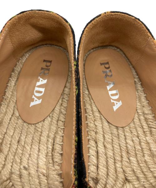 PRADA（プラダ）PRADA (プラダ) 花柄エスパドリーユ ブラック サイズ:SIZE 38の古着・服飾アイテム