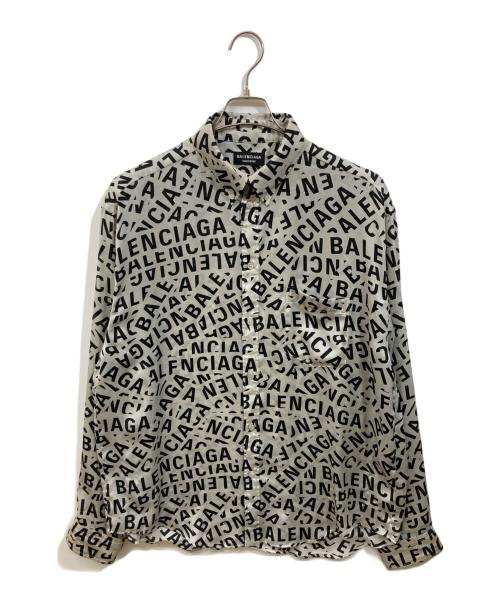 BALENCIAGA（バレンシアガ）BALENCIAGA (バレンシアガ) ロゴオーバーサイズシャツ グレー サイズ:38の古着・服飾アイテム