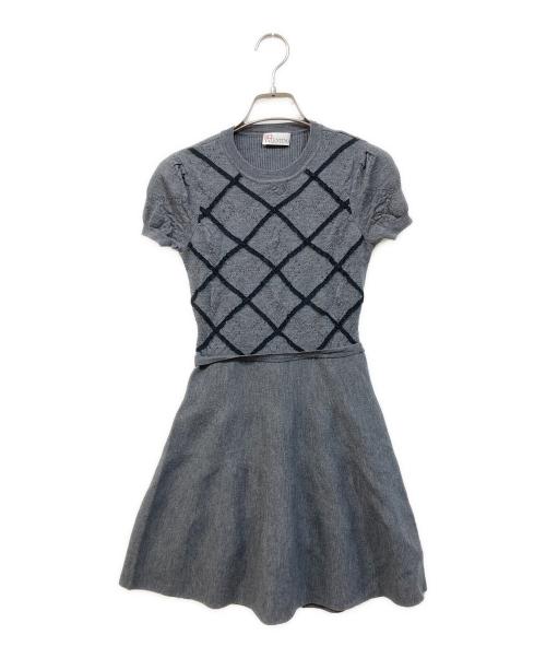 RED VALENTINO（レッドヴァレンティノ）RED VALENTINO (レッドヴァレンティノ) ウールニットS/Sワンピース グレー サイズ:XSの古着・服飾アイテム