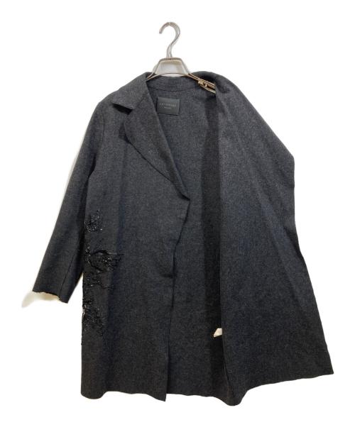 ANTEPRIMA（アンテプリマ）ANTEPRIMA (アンテプリマ) フェルトウール スパンコールデザインコート グレー サイズ:SIZE 40の古着・服飾アイテム