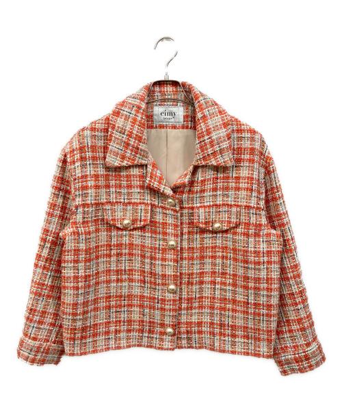 eimy istoire（エイミーイストワール）eimy istoire (エイミーイストワール) EM pearlスプリングツイードジャケット オレンジ サイズ:FREEの古着・服飾アイテム