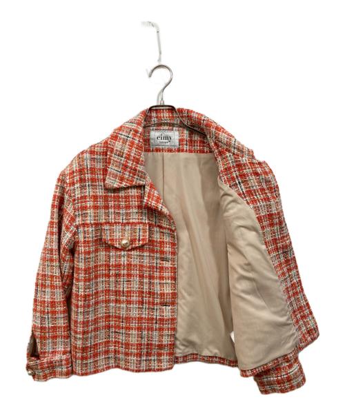 eimy istoire（エイミーイストワール）eimy istoire (エイミーイストワール) EM pearlスプリングツイードジャケット オレンジ サイズ:FREEの古着・服飾アイテム