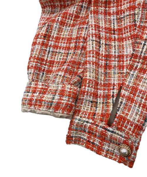 eimy istoire（エイミーイストワール）eimy istoire (エイミーイストワール) EM pearlスプリングツイードジャケット オレンジ サイズ:FREEの古着・服飾アイテム