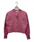 ARPEGE STORYアルページュストーリー）の古着「金ボタンニットジャケット」｜ピンク