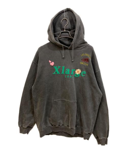 X-LARGE（エクストララージ）X-LARGE (エクストララージ) PIGMENT DYLED PUFF LOGO PULLOVER HOODED SWEAT グレー サイズ:SIZE Lの古着・服飾アイテム