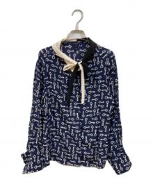 LOUIS VUITTON（ルイ ヴィトン）の古着「KEY PRINT BLOUSE」｜ネイビー