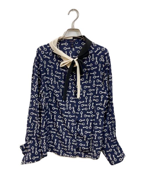 LOUIS VUITTON（ルイ ヴィトン）LOUIS VUITTON (ルイ ヴィトン) KEY PRINT BLOUSE ネイビー サイズ:34の古着・服飾アイテム