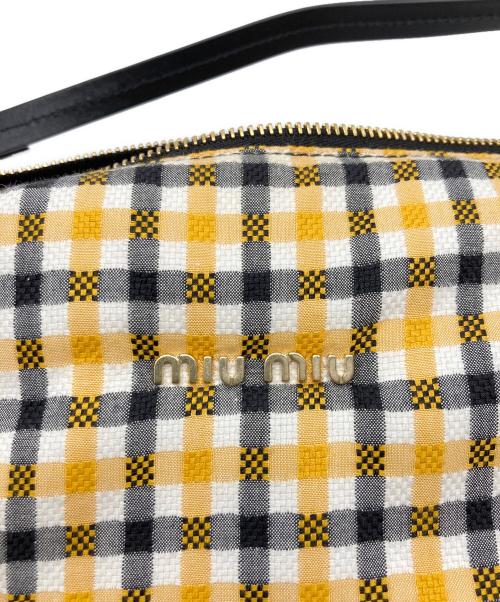 MIU MIU（ミュウミュウ）MIU MIU (ミュウミュウ) スピリットプリントファイユミニバッグ イエローの古着・服飾アイテム