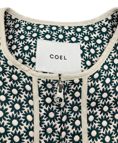 COEL（コエル）COEL (コエル) ジャガードパイピングコート グリーン サイズ:36の古着・服飾アイテム