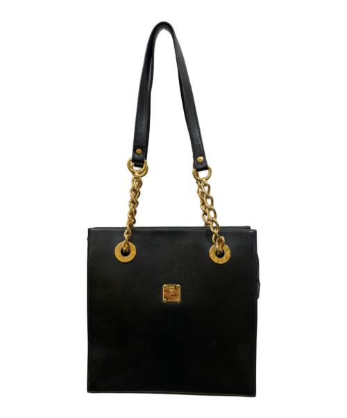 MCM（エムシーエム）MCM (エムシーエム) チェーンレザートートバッグ ブラックの古着・服飾アイテム
