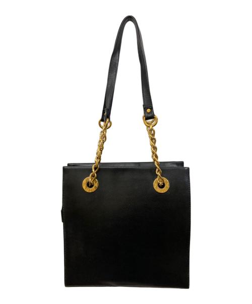 MCM（エムシーエム）MCM (エムシーエム) チェーンレザートートバッグ ブラックの古着・服飾アイテム