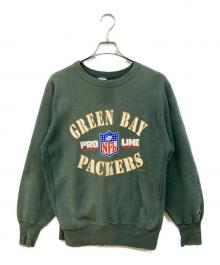 Champion REVERSE WEAVE（チャンピオン リバース ウィーブ）の古着「カレッジロゴスウェット」｜グリーン