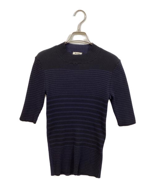 Acne studios（アクネ ストゥディオズ）ACNE STUDIOS (アクネ ストゥディオズ) リブ半袖ニット ネイビー サイズ:	SIZE Mの古着・服飾アイテム