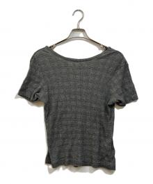 yohji yamamoto+noir（ヨウジヤマモトプリュスノアール）の古着「チェックデザインウール混カットソー」｜グレー