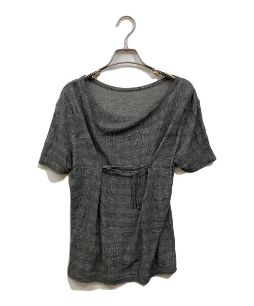 yohji yamamoto+noir（ヨウジヤマモトプリュスノアール）yohji yamamoto+Noir (ヨウジヤマモトプリュスノアール) チェックデザインウール混カットソー グレー サイズ:	SIZE 2の古着・服飾アイテム