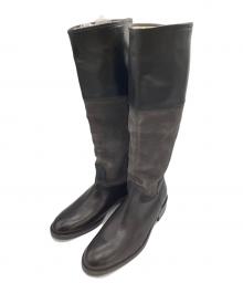 CORSO ROMA 9（コルソローマノーヴェ）の古着「スエード切替ロングブーツ」｜ブラック