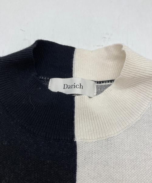 darich（ダーリッチ）Darich (ダーリッチ) バイカラーカメリアモチーフニットミニワンピース ホワイト×ブラック サイズ:SIZE Freeの古着・服飾アイテム
