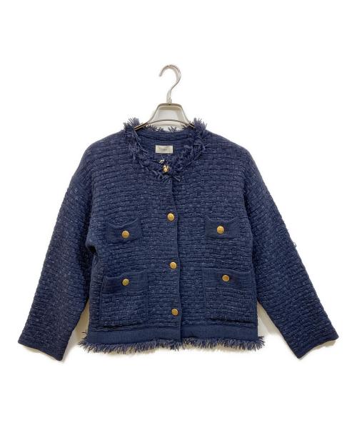 IENA（イエナ）IENA (イエナ) ツイードニットジャケット ネイビー サイズ:SIZE Freeの古着・服飾アイテム