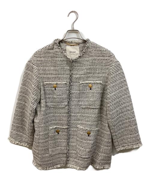 journal standard L'essage（ジャーナルスタンダード レサージュ）journal standard L'essage (ジャーナルスタンダード レサージュ) GIOLICAツイードBIGジャケット ホワイト サイズ:実寸をご確認くださいの古着・服飾アイテム