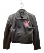 PLAY BOYプレイボーイ）の古着「レザージャケット」｜ブラック