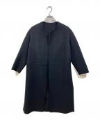 MUSE de Deuxieme Classeミューズ ドゥーズィエム クラス）の古着「リバーロングノーカラーコート」｜ブラック