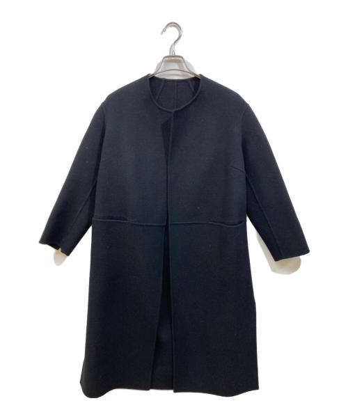 MUSE de Deuxieme Classe（ミューズ ドゥーズィエム クラス）MUSE de Deuxieme Classe (ミューズ ドゥーズィエム クラス) リバーロングノーカラーコート ブラック サイズ:SIZE 36の古着・服飾アイテム