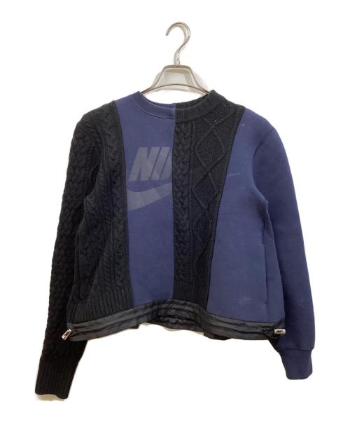 NIKE（ナイキ）NIKE (ナイキ) sacai (サカイ) SPLITCABLE TECH FLEECE SWEATSHIRT ネイビー×ブラック サイズ:SIZE Sの古着・服飾アイテム