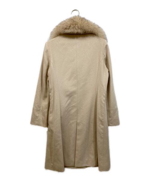 NEWYORKER（ニューヨーカー）NEWYORKER (ニューヨーカー) ファー襟付ダブルウールコート ベージュ サイズ:9ARの古着・服飾アイテム