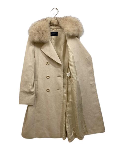 NEWYORKER（ニューヨーカー）NEWYORKER (ニューヨーカー) ファー襟付ダブルウールコート ベージュ サイズ:9ARの古着・服飾アイテム