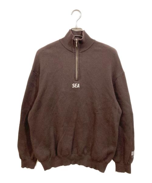WIND AND SEA（ウィンダンシー）WIND AND SEA (ウィンダンシー) HALF ZIP COTTON CASHMERE KNIT ブラウン サイズ:Lの古着・服飾アイテム