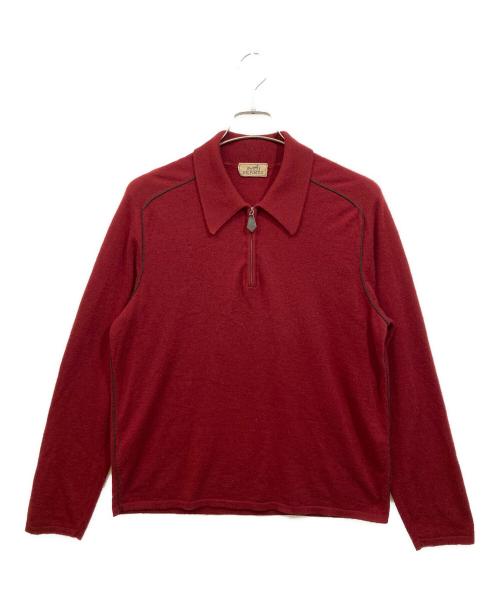 HERMES（エルメス）HERMES (エルメス) ハーフジップカシミヤニット レッド サイズ:Mの古着・服飾アイテム