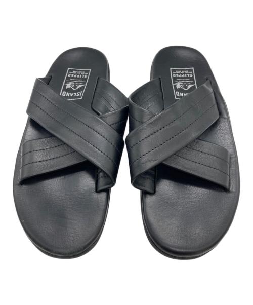 ISLAND SLIPPER（アイランドスリッパ）ISLAND SLIPPER (アイランドスリッパ) SHIPS (シップス) 別注クロス レザー サンダル ブラック サイズ:9の古着・服飾アイテム